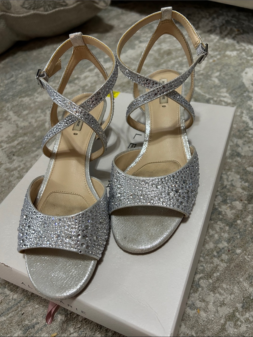 Alex Marie Silver Crystal Strappy Heels
